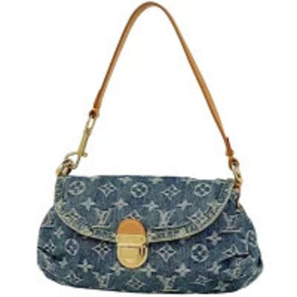 Louis Vuitton Pleaty Handbag Hobo Bag Monogram Denim Blue